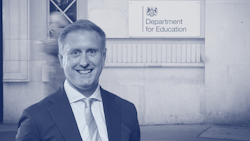 Ed Garratt outside the Department for Education